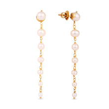 Load image into Gallery viewer, 18K Yellow Gold and Graduated Pearl Chain Earrings
