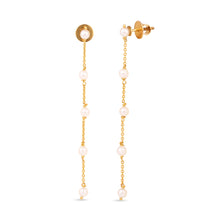 Load image into Gallery viewer, 18K Yellow Gold and Pearl Chain Earrings

