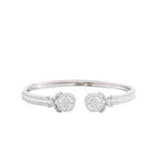 Load image into Gallery viewer, 18K White Gold Halo Diamond Cuff Bangle
