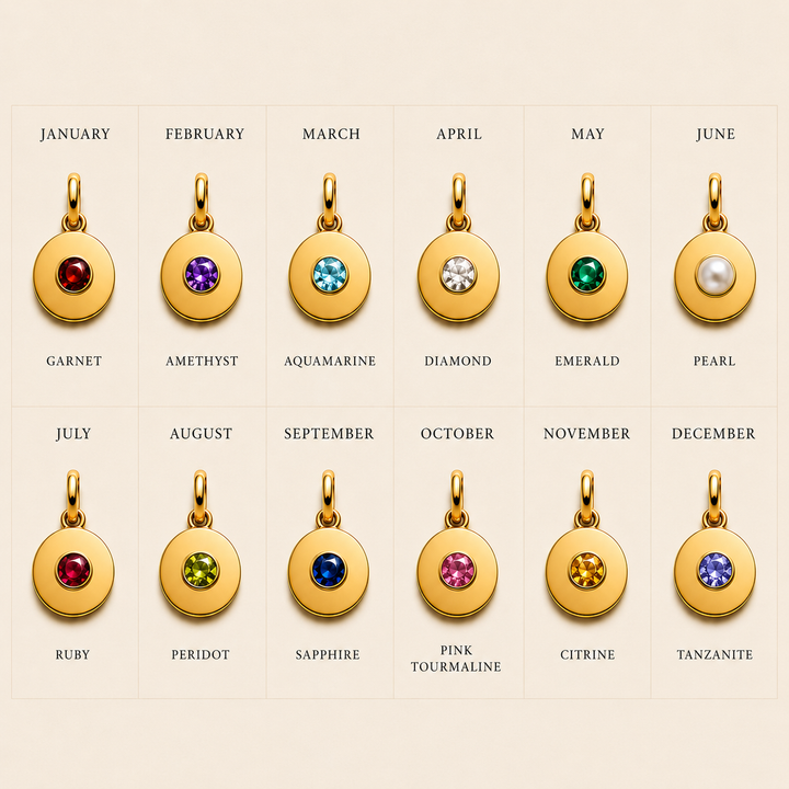 18K Yellow Gold Signet Birthstone Pendent