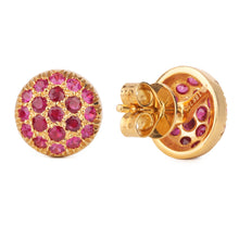 Load image into Gallery viewer, 18K Yellow Gold and Rubies Dome Earrings

