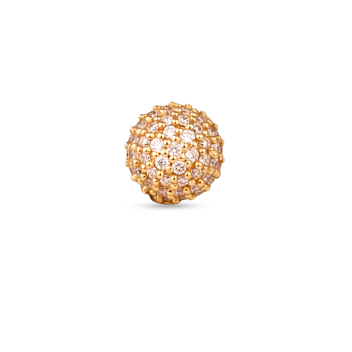 18K Yellow Gold and Diamonds Dome Earrings with Detachable Pearl