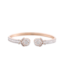 Load image into Gallery viewer, 18K Rose Gold Halo Diamond Cuff Bangle
