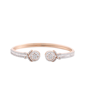 18K Rose Gold Halo Diamond Cuff Bangle