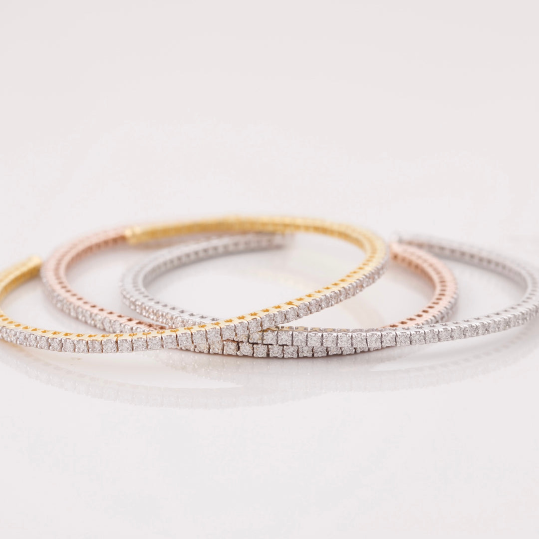 18K Rose Gold Diamond Patti Tennis Cuff Bangle