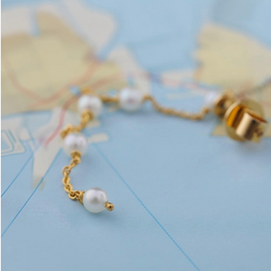 18K Gold and Pearl Chain Earrings