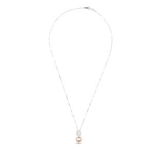 18K White Gold and Diamonds Cushion Dome Pendant with Detachable Pearl