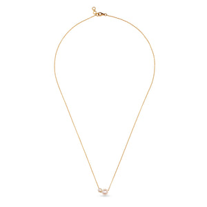 18K Yellow Gold Double Round Pearl Pendant Necklace