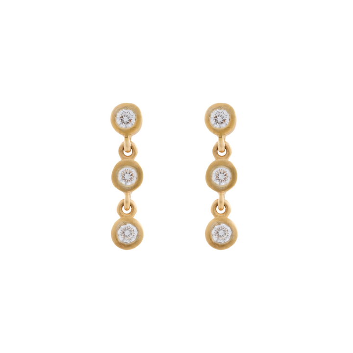 18K Yellow Gold and Diamonds Bezel Chain Short Earrings