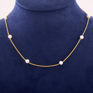 18K Gold and Pearl Chain Necklace