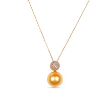 Load image into Gallery viewer, 18K Yellow Gold and Diamonds Dome Pendant with Detachable Pearl
