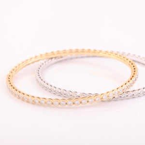18K Yellow Gold Bezel Diamond Bangle