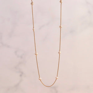 18K Gold and Pearl Chain Necklace