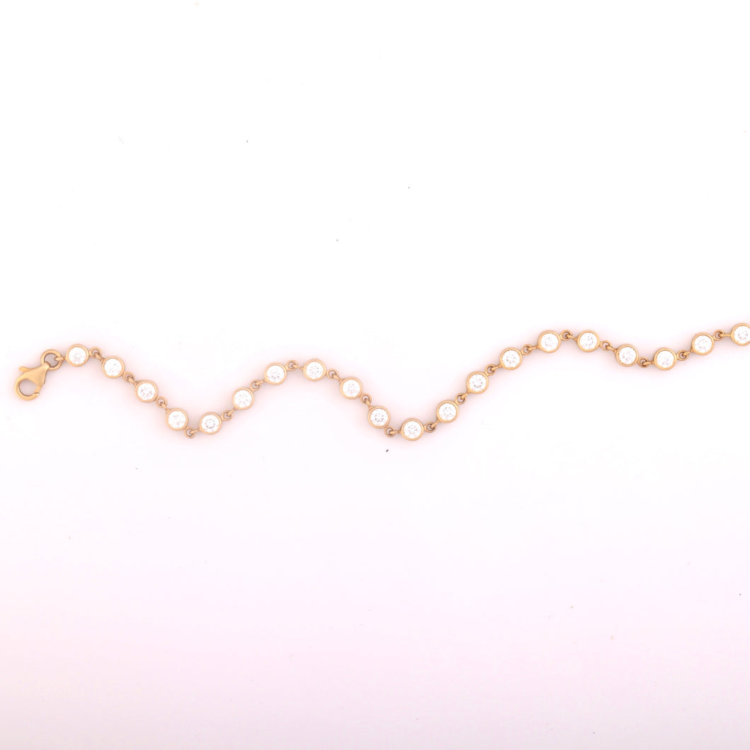 18K Yellow Gold and Diamonds Bezel Chain Bracelet