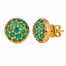 Load image into Gallery viewer, 18K Yellow Gold and Emeralds Dome Earrings
