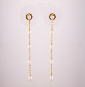 18K Gold and Pearl Chain Earrings