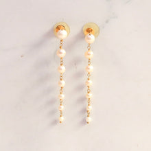 Load image into Gallery viewer, 18K Gold and Graduated Pearl Chain Earrings
