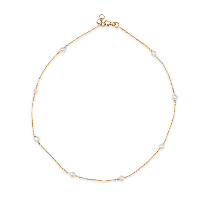 18K Yellow Gold and Pearl Chain Necklace