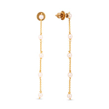 Load image into Gallery viewer, 18K Yellow Gold and Pearl Chain Earrings
