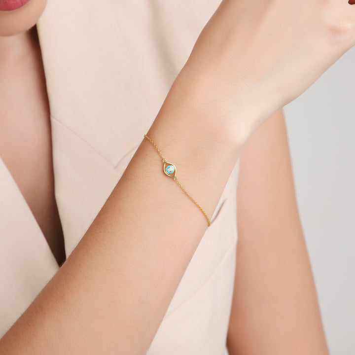 18K Yellow Gold and Enamel Nazar Bracelet
