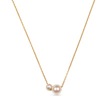 Load image into Gallery viewer, 18K Yellow Gold Double Round Pearl Pendant Necklace
