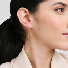 Load image into Gallery viewer, 18K Yellow Gold and Diamonds Bezel Chain Long Earrings
