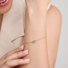 Load image into Gallery viewer, 18K Yellow Gold Bead and Diamond Nazar Bracelet
