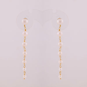 18K Gold and Graduated Pearl Chain Earrings