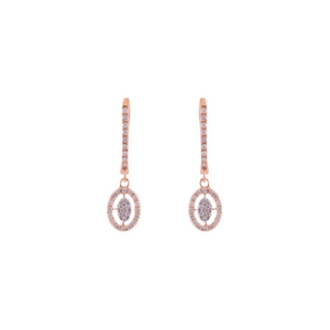 18K Gold and Diamonds Vintage Style Cluster Oval Earring