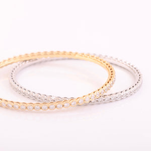 18K White Gold Bezel Diamond Bangle