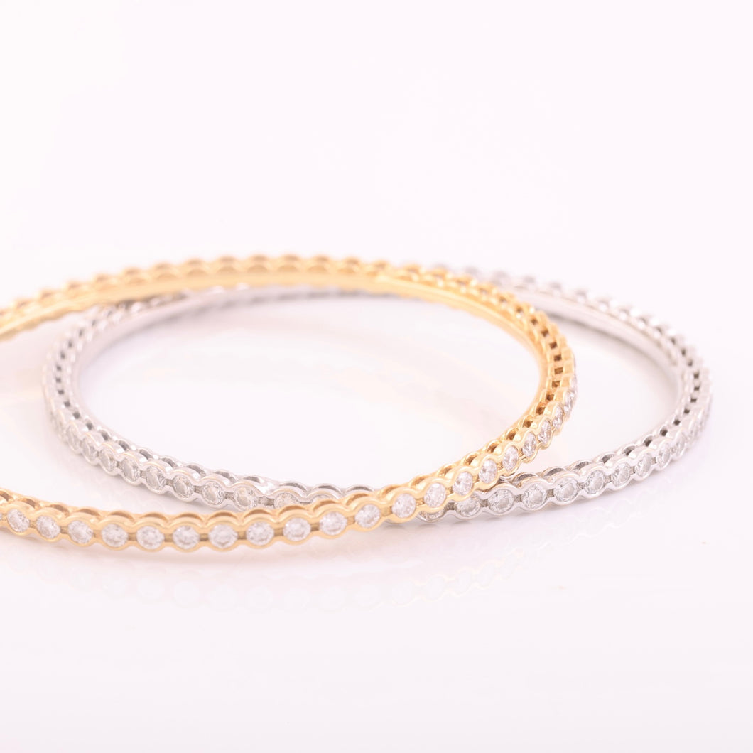18K White Gold Bezel Diamond Bangle