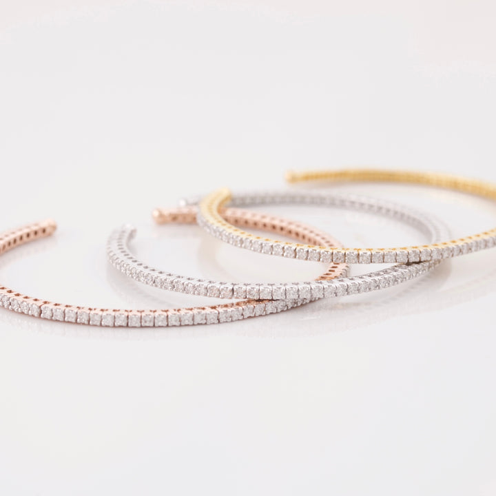 18K Rose Gold Diamond Patti Tennis Cuff Bangle