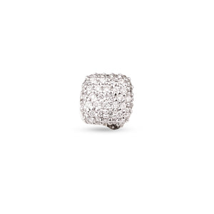 18K White Gold and Diamonds Cushion Dome Earrings with Detachable Pearl