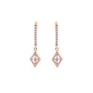 18K Gold and Diamonds Vintage Style Cluster Kite Earring