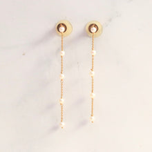 Load image into Gallery viewer, 18K Gold and Pearl Chain Earrings
