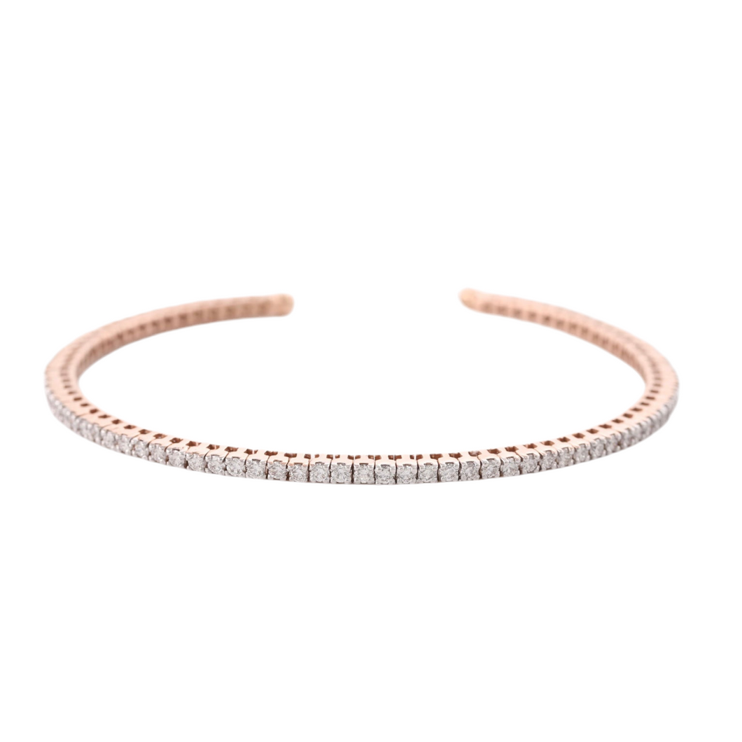 18K Rose Gold Diamond Patti Tennis Cuff Bangle