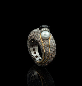 The Comet Ring in 18K White and Yellow Gold