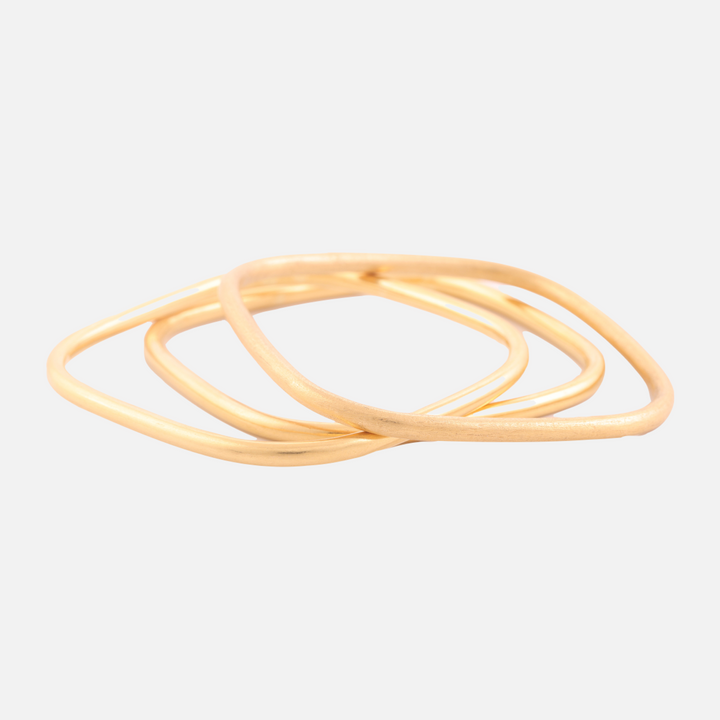 18K Yellow Gold Square Bangles (Set of 3)