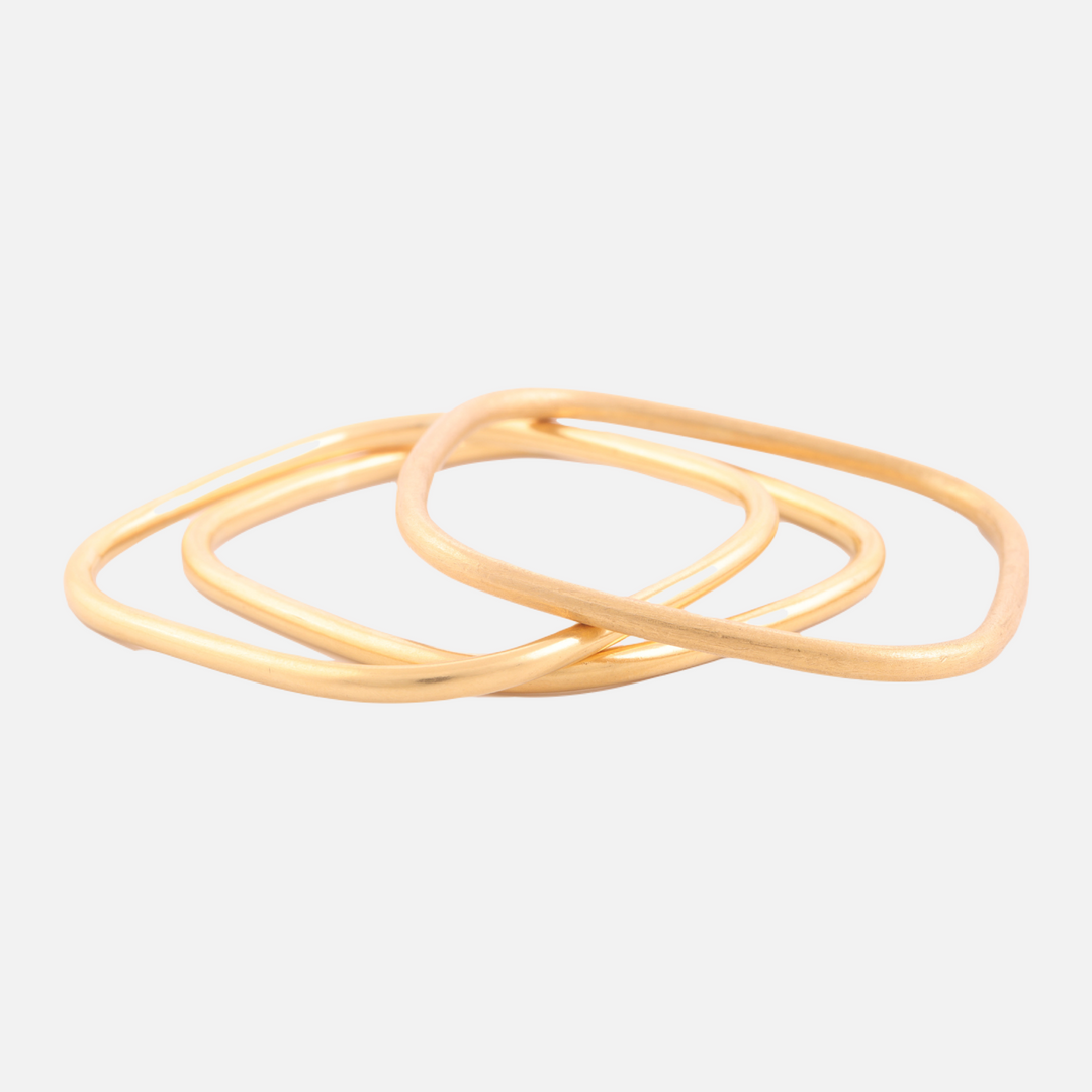 18K Yellow Gold Square Bangles (Set of 3)